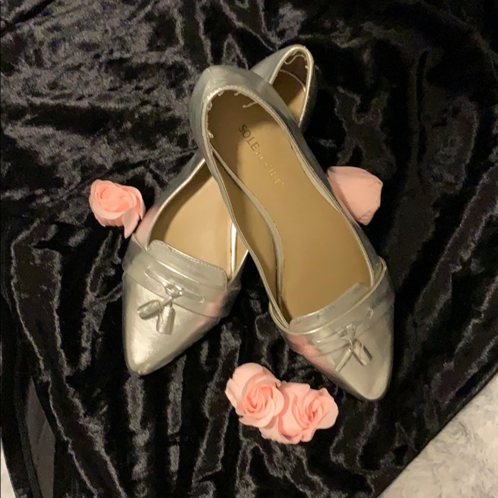 Solesociety silver doll shoes